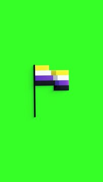 Nonbinary pride flag loop animation video. Alpha channel. Pride month.