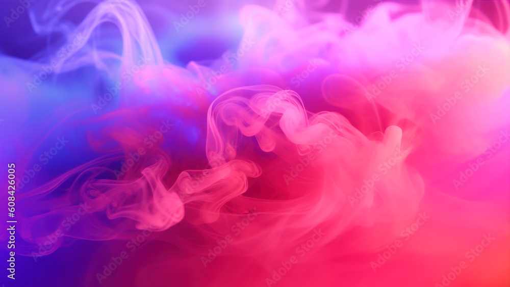 Poster abstract multicolored smoke from the incense sticks on a black background generative ai