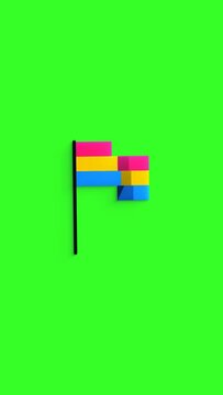 Pansexual pride flag loop animation video. Alpha channel. Pride month.