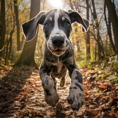 Playful Great Dane Puppy Exploring the Outdoors - obrazy, fototapety, plakaty