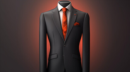 black formal suit with white shirt and red tie on a mannequin, generated by AI