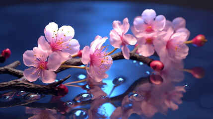 a close up of a branch with Beautiful Peach Blossom on it