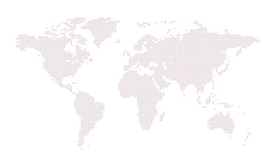 Dotted line world map, technology background	