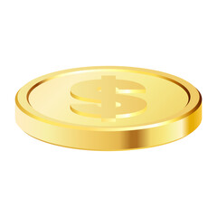 Golden money. Rotating gold coin.