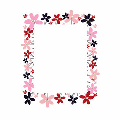 Creative vibrant floral rectangle frame, bright frame with wildflowers in juicy colors.