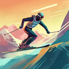 Ski jump sports illustration - made with Generative AI tools