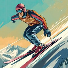 Ski jump sports illustration - made with Generative AI tools