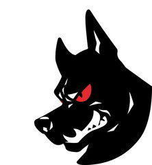 Black silhouette of the head of a cartoon dog on a white background. Vector illustration