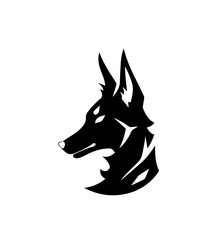 Black silhouette of the head of a cartoon dog on a white background. Vector illustration