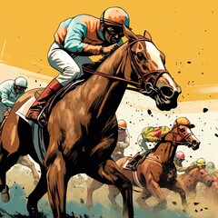 Obraz premium Horse Racing sports illustration - made with Generative AI tools