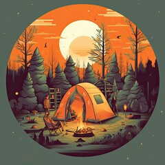 Camping illustration - made with Generative AI tools