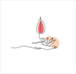 Continuous one-line drawing one hand donates blood