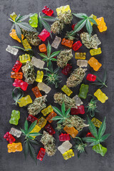 Medical CBD candies.Cannabis infused gummy bears.Cannabis edibles, medical marijuana,Candies...