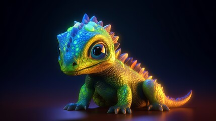 Obraz premium A colorful lizard perched on blades of grass. Generative ai