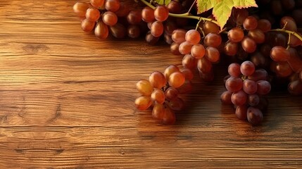 Bunch of Grapes on a Rustic Wooden Table. Generative ai