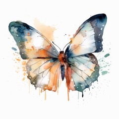 Watercolor butterfly , white isolated background. Generative AI