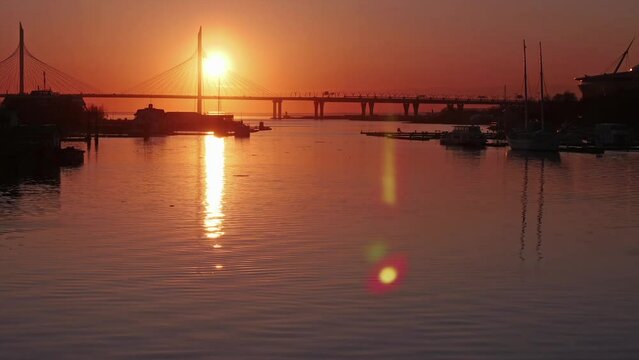 Sunset And Hydrocycles during sunset