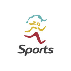 Athlete Running marathon spots logo design vector template  