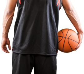Rear View of a Basketball Player with Ball - Isolated