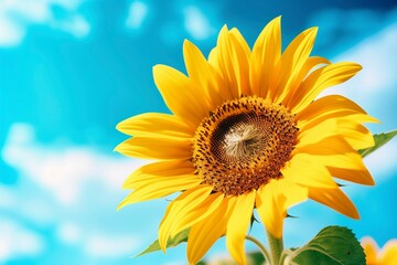 Bright and colorful sunflower in full summer sun. Ai generated.