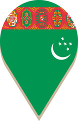 Turkmenistan pin flag.