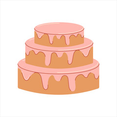 Birthday Cake vector flat illustration. Colorful dessert	