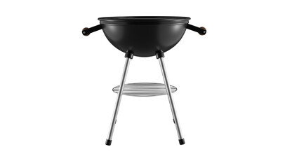 Black barbecue grill isolated on white and transparent background. Grill concept. 3D render - obrazy, fototapety, plakaty