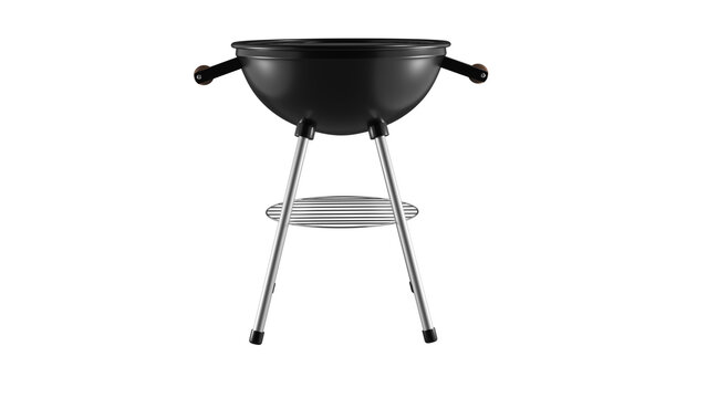 Black barbecue grill isolated on white and transparent background. Grill concept. 3D render