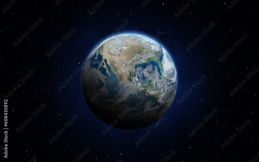 Canvas Prints planet earth in field of stars of solar system in space. this image elements furnished by nasa.