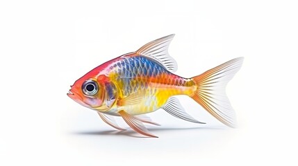 A vibrant blue and yellow fish swimming in clear water. Generative ai