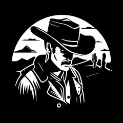 Western - Black and White Isolated Icon - Vector illustration