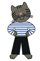 Day of the Seafarer. June 25. Holiday concept with sailor cat. Vector isolated illustration.