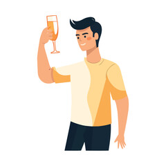 Smiling adults holding wine glasses in celebration