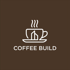 Line art coffee building logo vector