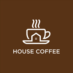 Line art coffee house logo vector