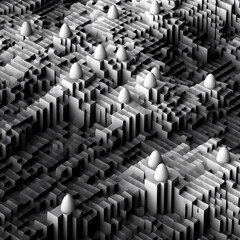 Fototapeta premium A clean image with only one color theme. In the foregorund there is a small, minimalistic pattern of a random shape with no details in a futuristic style.