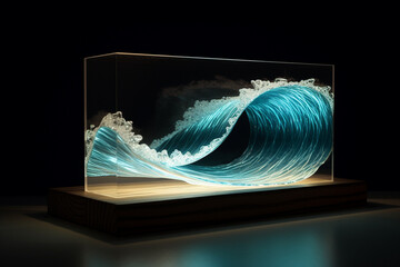 Design a dynamic and interactive 3D light model that mimics the movement of ocean waves.