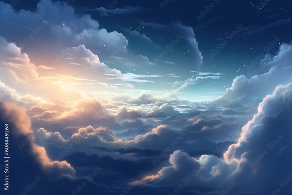 Poster a clear night sky with a multitude of clouds and stars generative ai