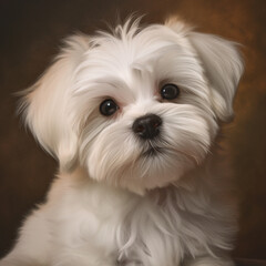a cute white Maltese puppy portrait