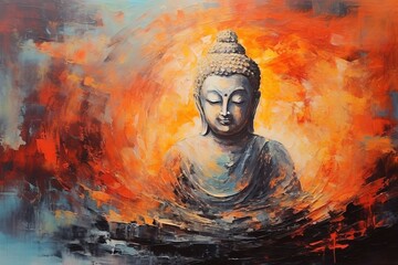 Acrylic on Canvas, buddha, cavas, painting, colour