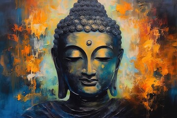 Acrylic on Canvas, buddha, cavas, painting, colour