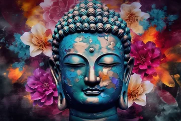 Zelfklevend Fotobehang Acrylic on Canvas, buddha, cavas, painting, colour © TULA