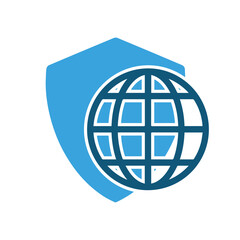Shield and Web Searching Globe Icon Vector Illustration