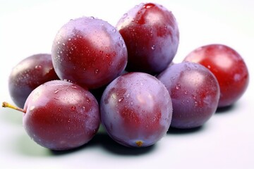 Appetizing tasty plums. The concept of proper nutrition and vitamins in the crop. AI generated, human enhanced.