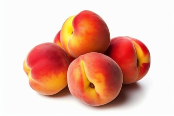 Fototapeta na wymiar Appetizing delicious peaches. The concept of proper nutrition and vitamins in the crop. AI generated, human enhanced.