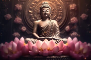 Fototapeta premium Buddha sitting on a lotus flower