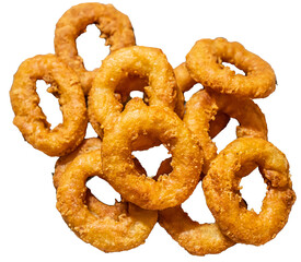 Fried golden calamari rings