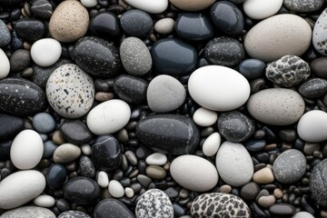 Fototapeta na wymiar Abstract background with dry beautiful stones or pebbles, selective focus. AI generated, human enhanced.
