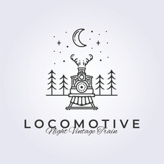 night old train vector, vintage locomotive logo illustration design © Lodzrov