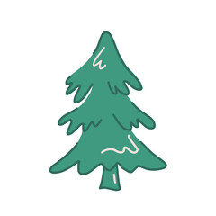 Hand drawn illustration of christmas tree with star. Christmas elements in doodle style